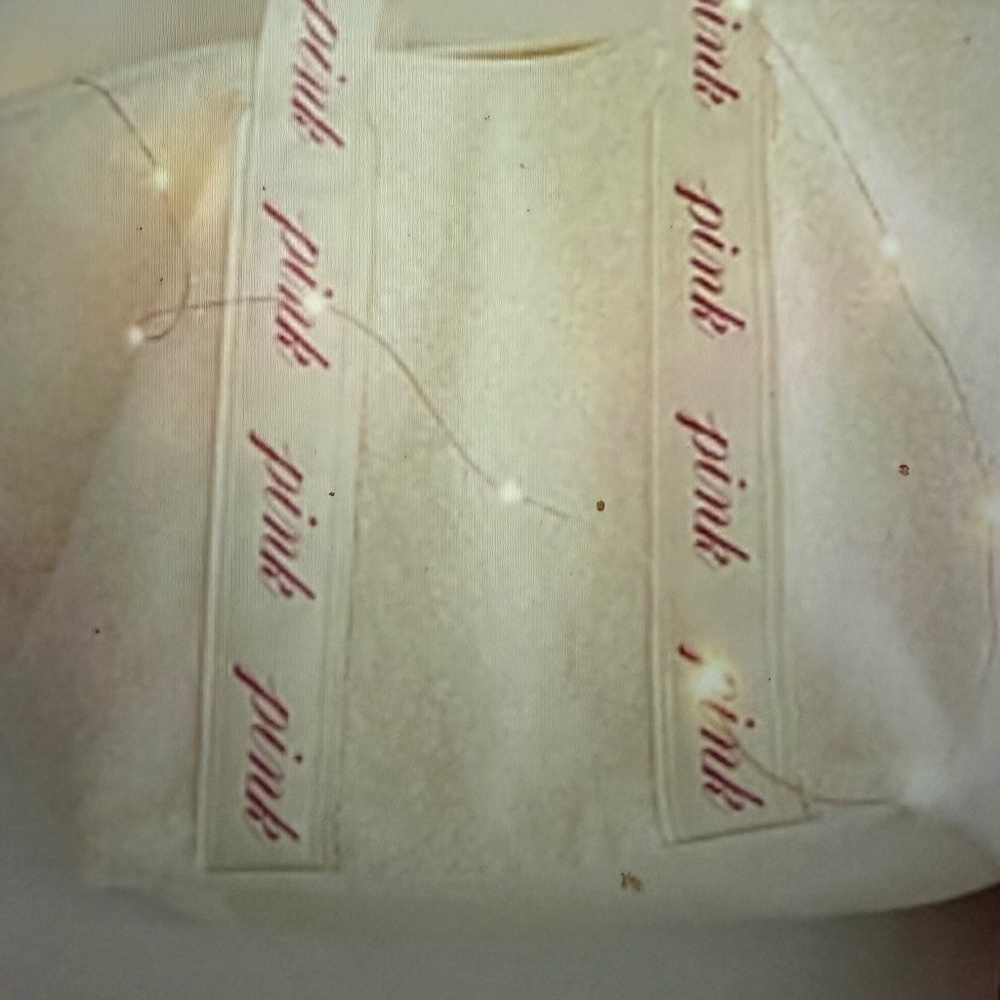 NEW Victoria's Secret Pink Cozy Plus Beige Zippered Tote Bag Large